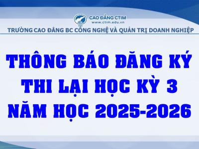 Thông báo đăng ký thi lại học kỳ 3 năm học 2025-2026